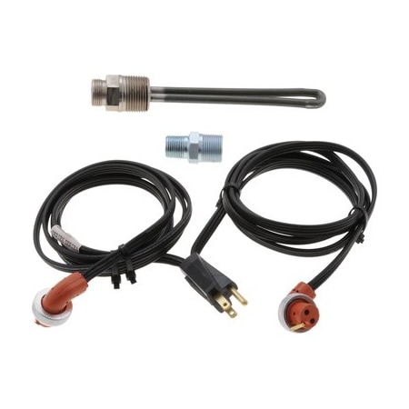 Zerostart Oil Pan Heater-300W 120V, 1in. Npt, Water/Oil Stainless Stl, With 100-120 deg F Thermostat & Y-Cord 8609853